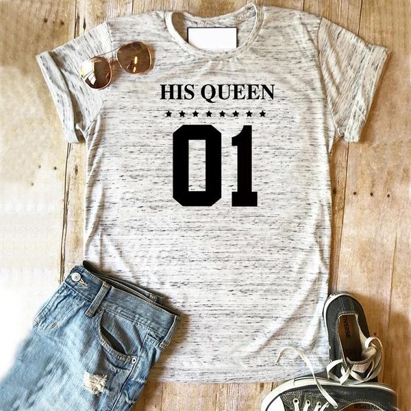 

women's t-shirt summer graphic tees women his queen 01 girl t shirt plus size harajuku drop, White