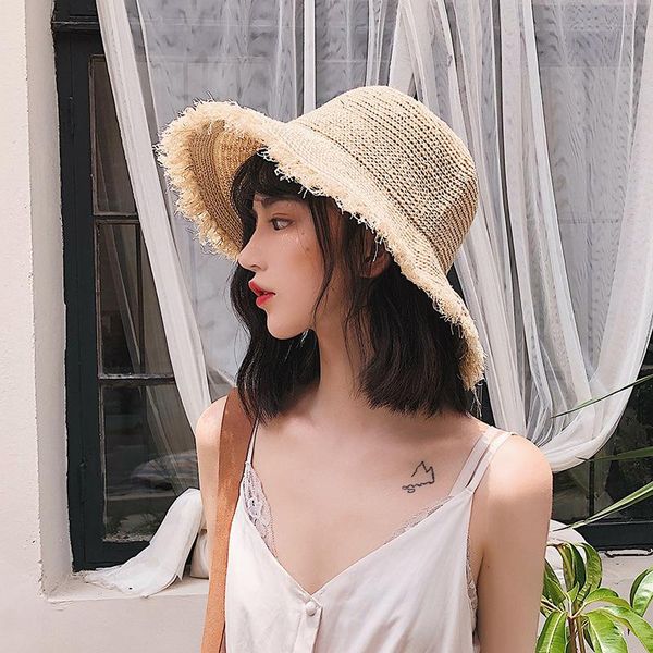 

retro woolen knitted basin hat korean style spring and autumn outing sunshade fisherman japanese foldable winter wide brim hats, Blue;gray