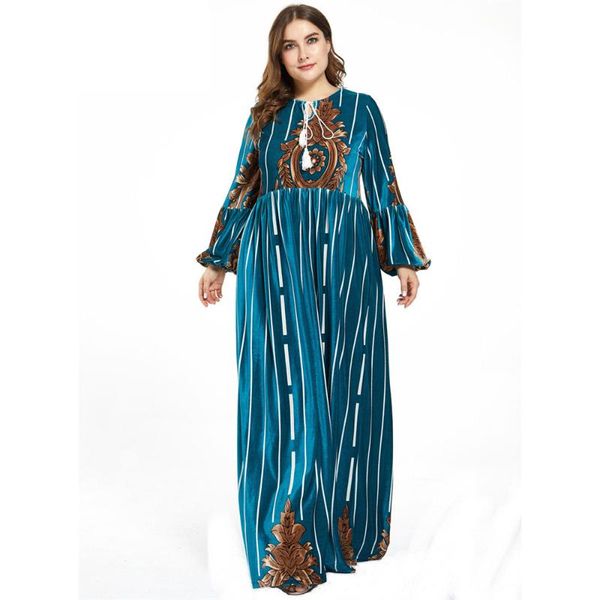 

plus size dresses women dress lantern sleeve long maxi evening party vintage floral autumn winter african clothes for, Black