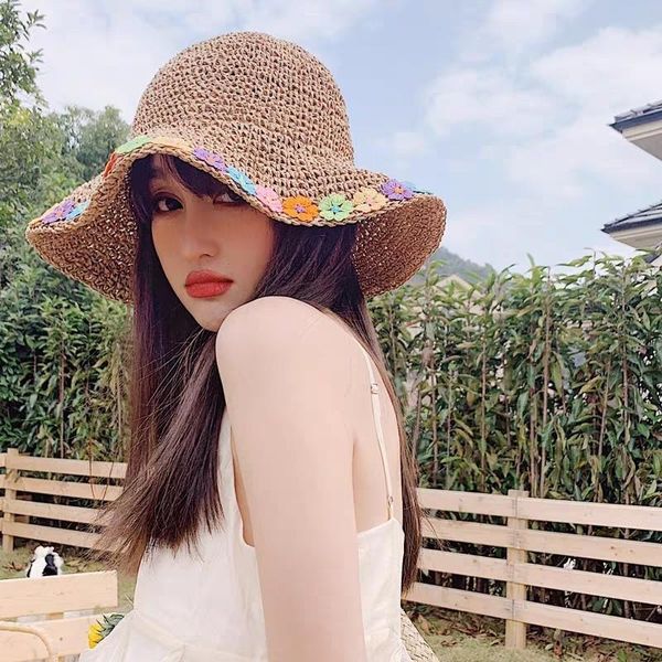 

women's straw hats panama caps beach hat summer uv protection bowknot floppy ladies bow wide brim, Blue;gray