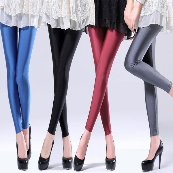 

women's leggings 2021 solid candy neon women high stretched female legging pants clothing leggins plug size, Black