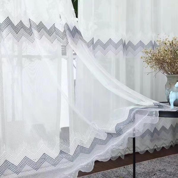 

modern wave style embroidery tulle window curtains for living room white sheer bedroom voile curtain kitchen & drapes