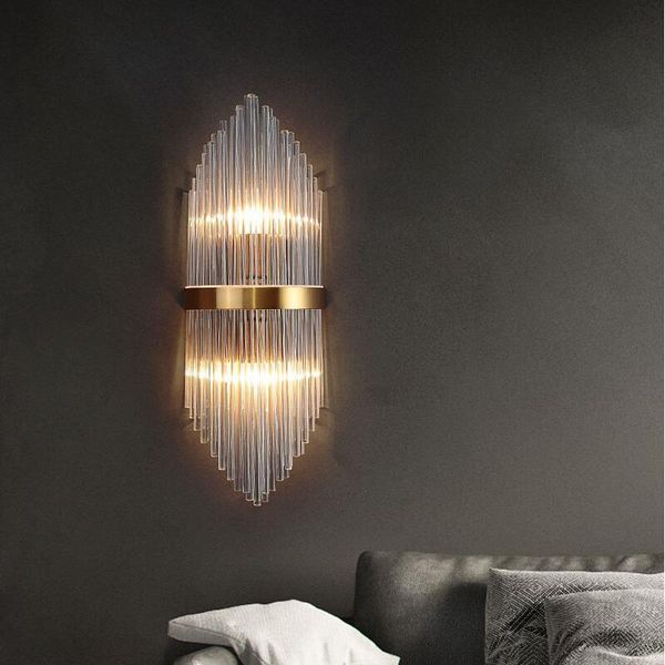 

wall lamp modern crystal copper bedroom bedside living room creative aisle lighting