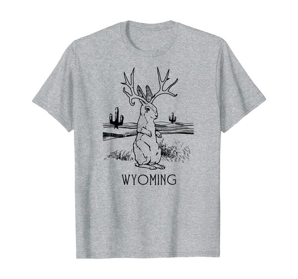 

wyoming jackalope tee, fun jackrabbit bunny shirt, White;black