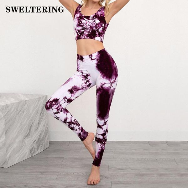 

yoga outfit 2pcs tie dyeing seamless set gym fitness summer clothing sportswear high waist athletic leggings sports workout bra suits