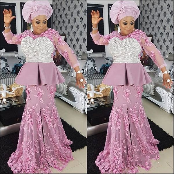 

robe de soiree nigerian long evening dresses mermaid abendkleider floral peplum bead prom gowns vestido de fiesta, Black;red