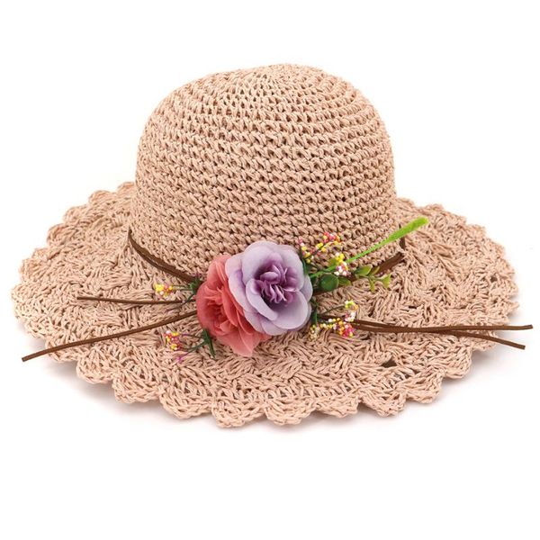 

wide brim hats ht3628 handmade flowers crochet straw hat 2021 sun women vacation holiday beach ladies casual summer, Blue;gray
