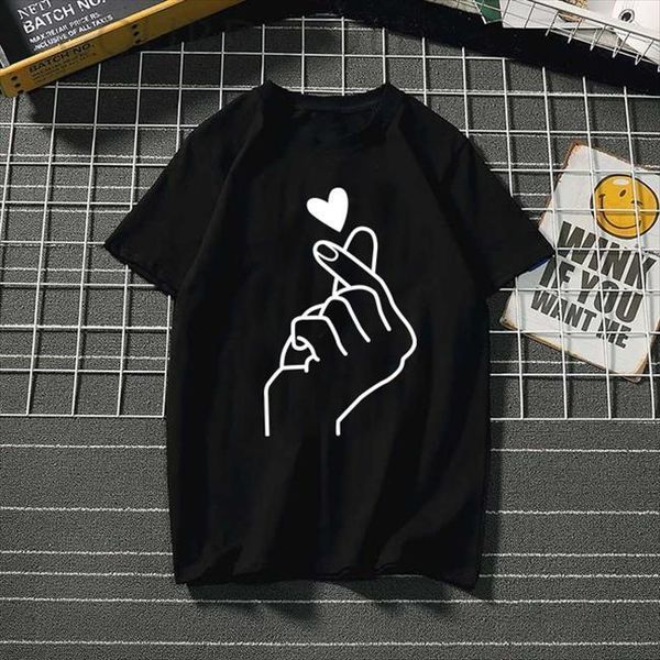 

zogankin mens harajuku love men t shirts heart gesture ulzzang graphic woman summer femme clothes, White;black