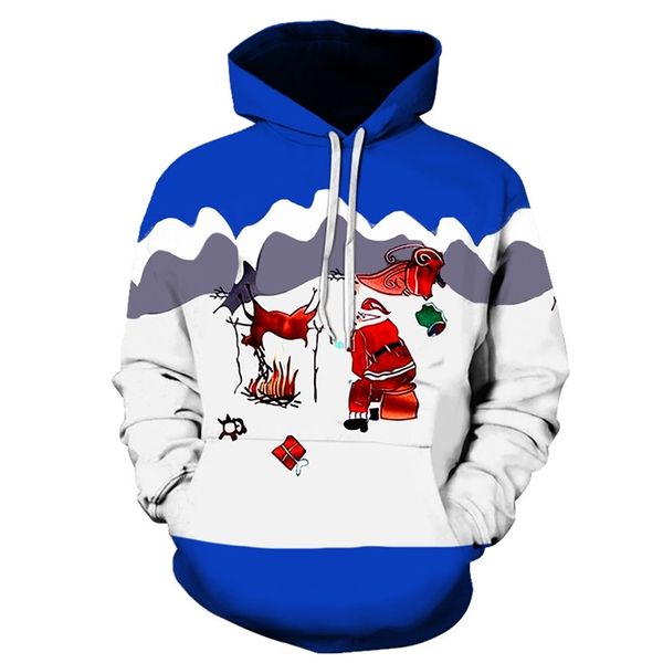 

hooded sweater casual santa claus hoodie men's 3d digital printed, Black