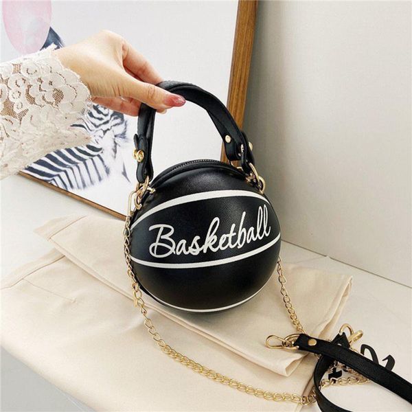 

evening bags design basketball crossbady bag for women casual pu leather handbag cute round ball purse football female chains shoulder