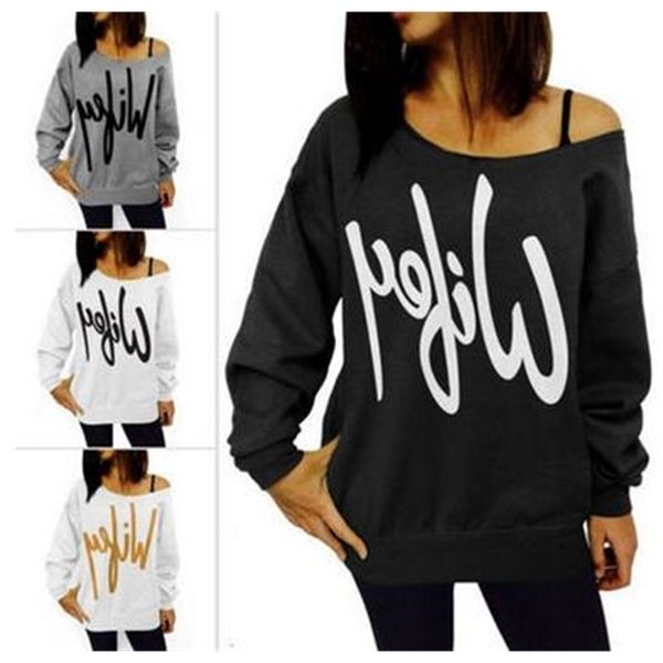 

plus size women jerseys letters printed shoulder sudaderas women long sleeve turtleneck sweater hat unlined upper garment, Black