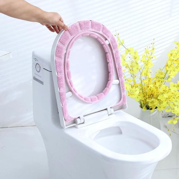 

toilet seat covers coat lid pads warm cushion thickening closestool cover bathroom home retractable washable pad
