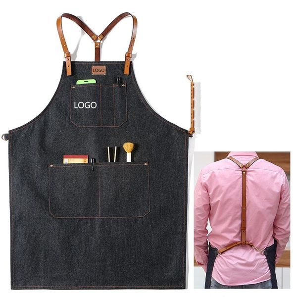 

aprons denim canvas apron, coffee, barber, restaurant, milk tea, flower shop, work clothes, custom logo