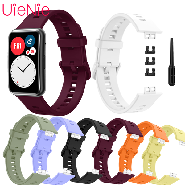 

watch bands for huawei fit silicone rubber buckle official same color tia-b09/tia-b19 sport wrist strap bracelet, Black;brown