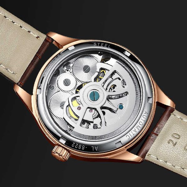 orologio da uomo doppio volano 2022new pelle moda acciaio inossidabile automatico fase lunare famoso orologio meccanico