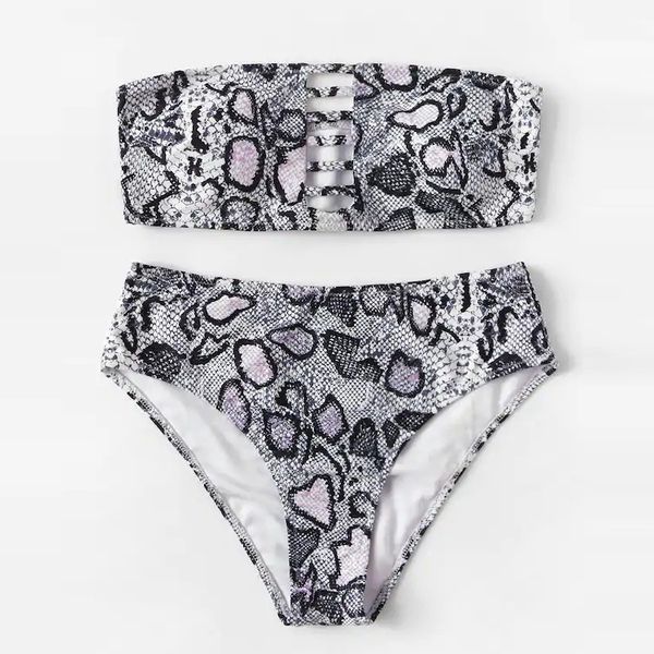 

suit 2019 swimsuit bikini strapless women's split two piece, White;black