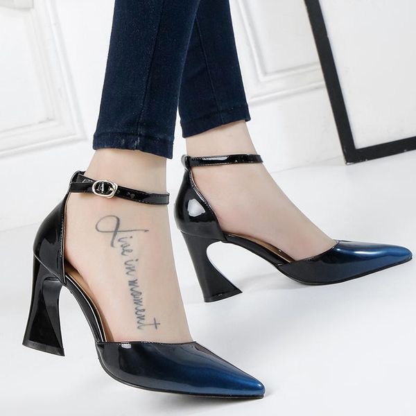 

gradient color women's shoes high heels(8cm) shallow mouth pointed toe banquet sandals female pumps dress oulyyyogo, Black