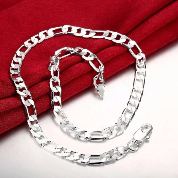 

chains c1fc 4mm silver strong solid figaro italy link iced-out miami cuban women's men's necklace fashion jewelry