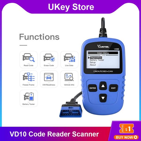 

code readers & scan tools for vd10 automotive obd2 car diagnosis obdii eobd scanner engine fault reader multi-language tool
