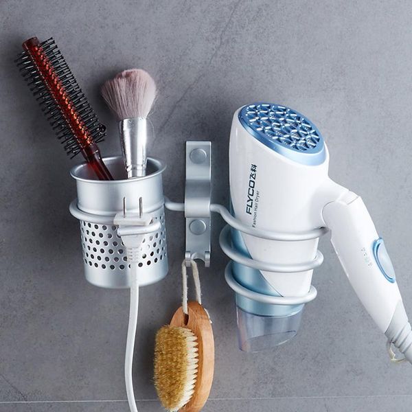 

wall-mounted hair dryer holder bathroom shelf storage hairdryer rack organizer for shelves