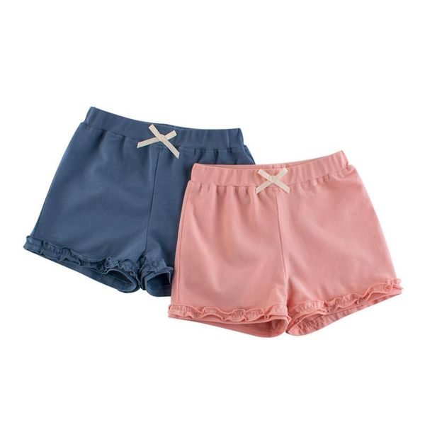 

shorts 2021 summer girl pants cotton solid color child bow kids clothes, Black