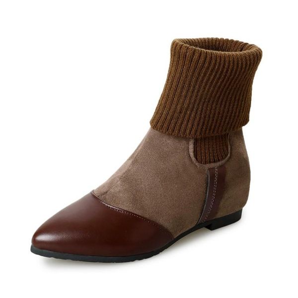 

boots botas women ankle flat heels casual shoes woman leather, Black