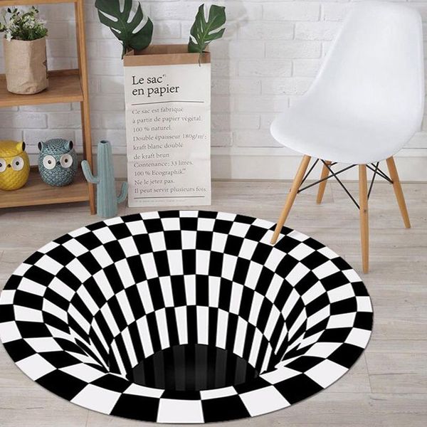 

swirl print grid optical illusion area rug carpet non-slip mat carpets