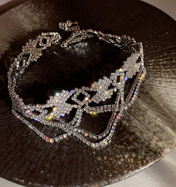 

chokers rhinestone crystal butterfly choker necklace wedding jewelry chain, Golden;silver