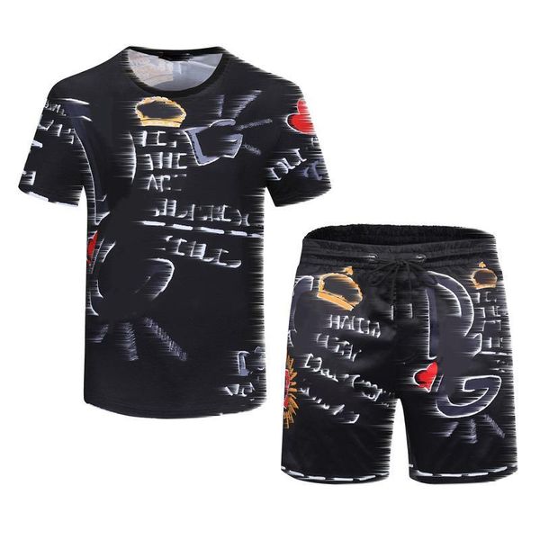

fashion mens tracksuit with letters embroidery summer women sport short sleeve sweater jogger pants suits o-neck sportsuit, Black;brown