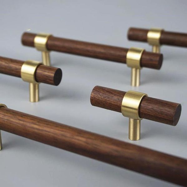 

handles & pulls lch nordic style combinant of brass and black walnut wood cupboard handle door pull color adjustable knob
