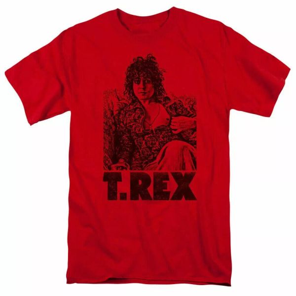 

t. rex lounging t shirt mens licensed rock band marc bolan tee red, White;black