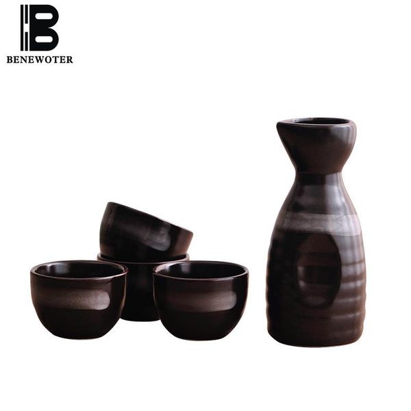 

hip flasks 5pcs japanese style vintage wine set ceramic sake cups portable flask liquor bottles home drinkware teaware pots