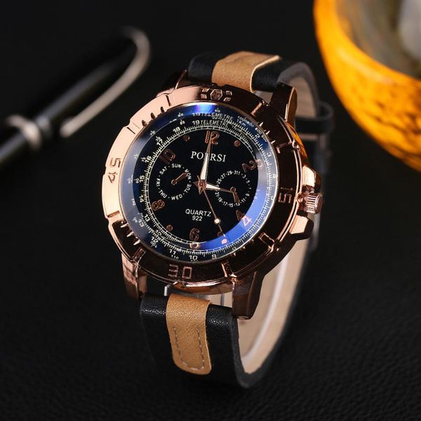 

wristwatches luxury men watches analog quartz faux leather two-tone strap unique dial design wrist dress watch erkek kol saati zegarek q, Slivery;brown