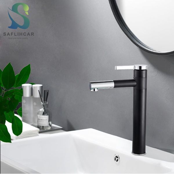 

black bathroom basin faucet fashion high short sink faucet 360 degree rotation and cold water mixer taps deck mounted