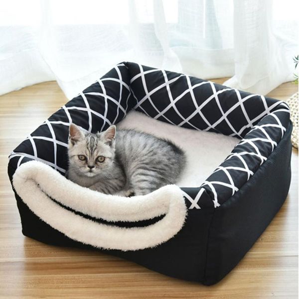 

cat beds & furniture pet bed for cats dogs foldable soft warm basket house tent winter cozy non-slip sleeping bag mat pad