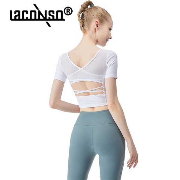 

yoga outfit laconso spring and summer style beauty back slim wear nylon nude fitness tight-fitting high elastic belt chest pad