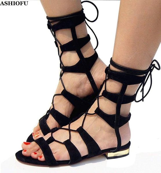 

handmade women's sandals back-to-school summer shoes cross straps party daily wear fashion black