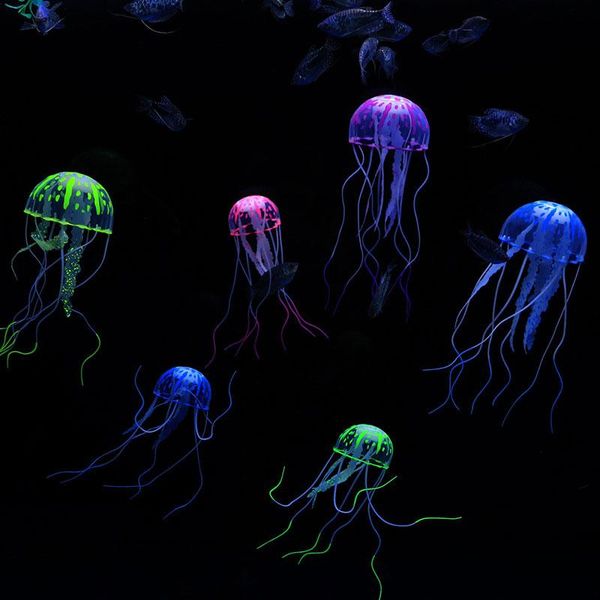 

decorations fish tank simulation fluorescent jellyfish, aquarium jellyfish landscape accessories, multi-color optional ornaments