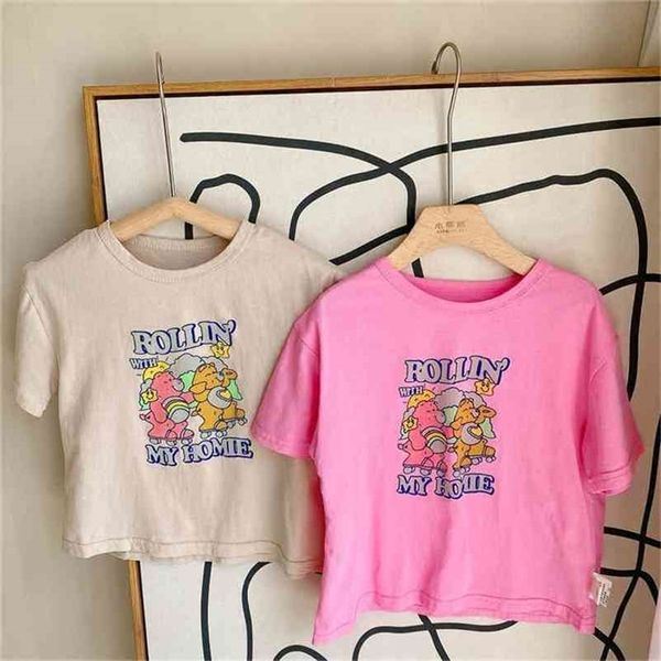 

summer arrival girls fashion letter t shirt kids cotton kid clothes 210528, Blue