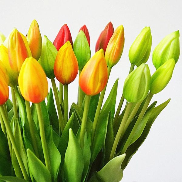 

decorative flowers & wreaths 7pcs/pack tulips artificial for home wedding decoration fake bride hand real touch soft silicone tulip flores