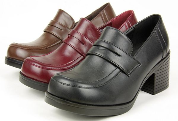 

dress shoes womens japanese school slip on brogue oxfords pumps casual cosplay uniform maid lolita low heel girls 3colors b32, Black