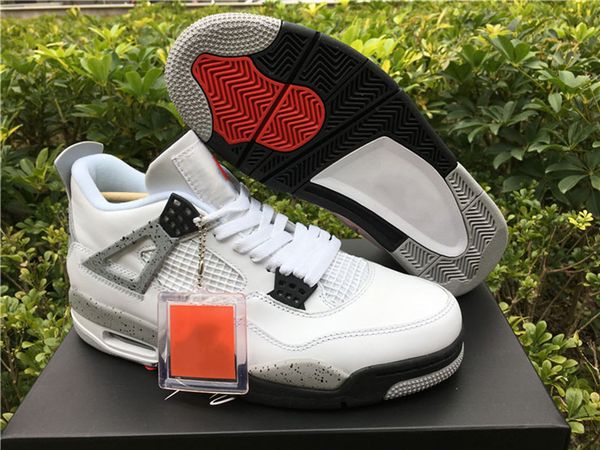 

jumpman 4 4s black white cement mens basketball shoes white-black tech gray sports shoe with box size 40--46