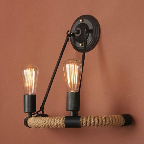 

wall lamp 10pcs/lot nordic retro modern simple balcony staircase semi-circular chandelierloft rope vintage creative