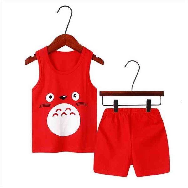 

kids clothes summer toddler boys girls cartoon clothing vest shorts 2pcs sets sleeveless o-neck regular infant outfits, White