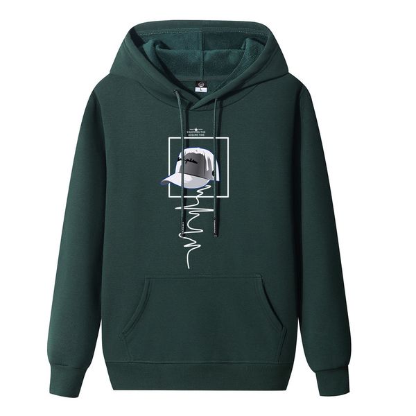 

autumn and winter large size sweater men's plush thickened warm loose youth pullover hoodie et, Black