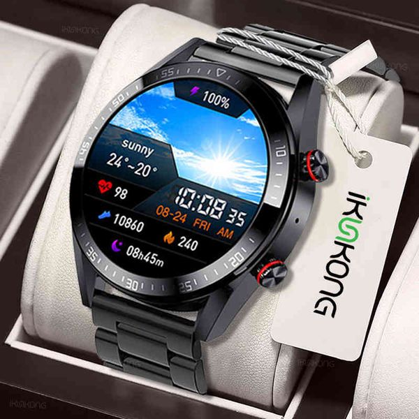 

454*454 hd screen smart watch always display the time bluetooth call sports local music watch for mens android, Slivery;brown
