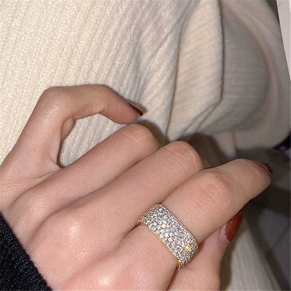 

korea east gate square simple ring japan and south korea jewelry simple micro setting zircon food ring geometric net red ring, Golden;silver
