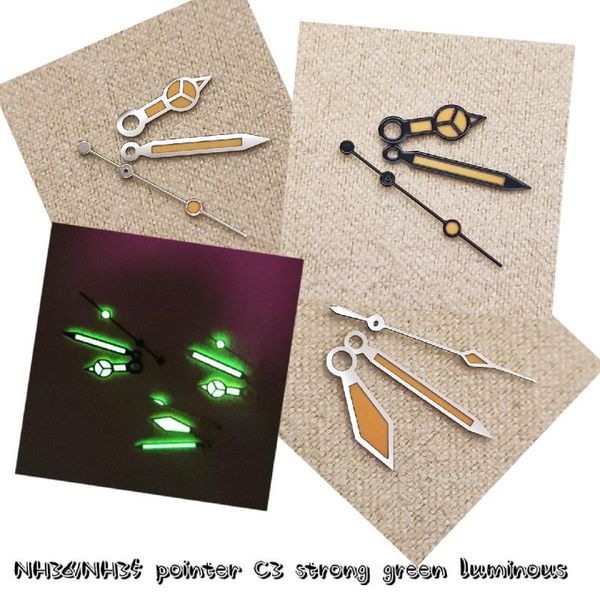 

watch bands retro needle high version electric white water ghost black pointer n35 strong green luminous c3, Black;brown
