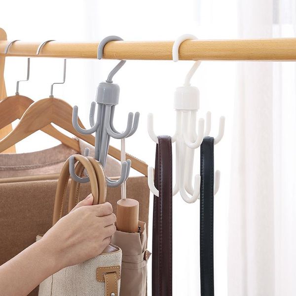 

hangers & racks belt holder 4-hook bag hanger wardrobes clothes ties rack 360 degree rotated shoes scarf handbag closet space saving