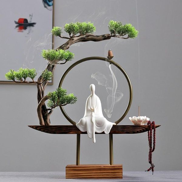 

fragrance lamps chinese zen backflow incense burner fragrant smoke waterfall stick holder creative weathered wood crafts furnishing